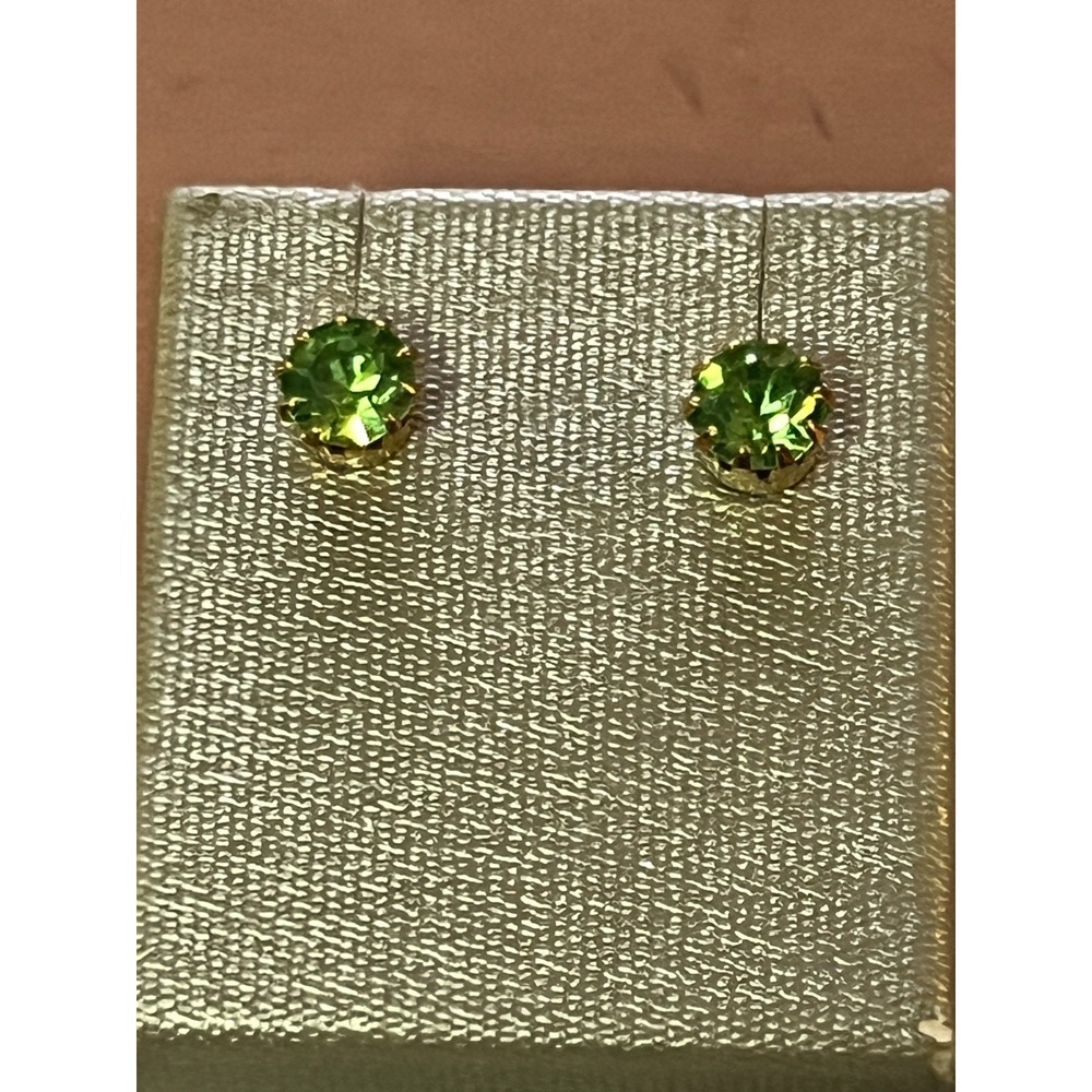 Peridot Stud Earrings Made with Swarovski Crystal Gold Overlay August Birthstone